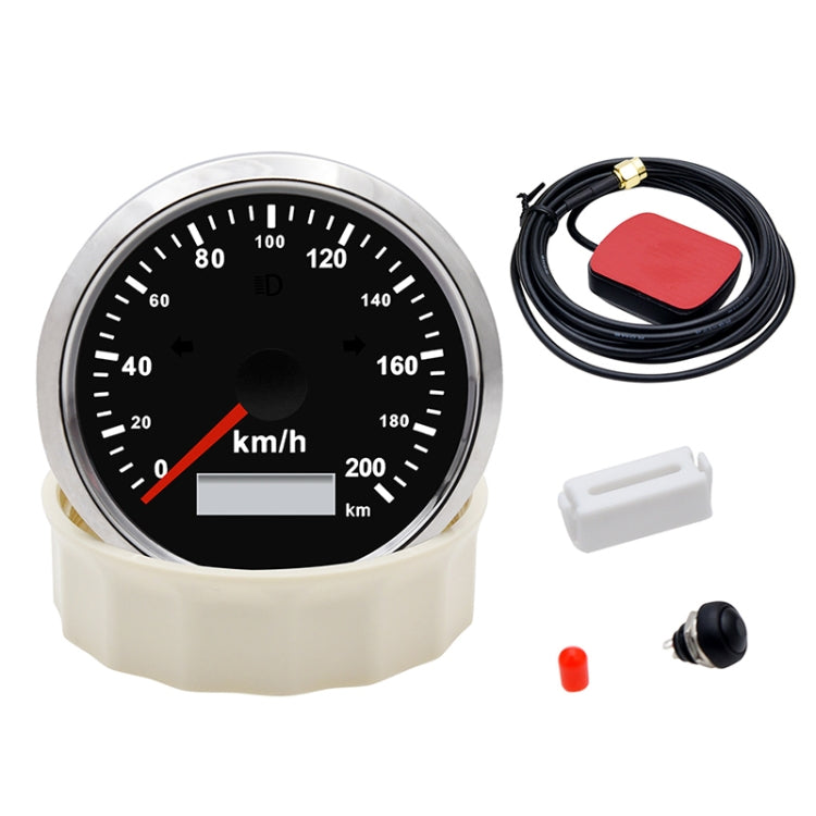TNG85 200KM Car Motorcycle GPS Speed Odometer With Alarm, TNG85 Silver Frame With Black Background, TNG85 Silver Frame With White Background, TNG85 Black Frame With Black Background