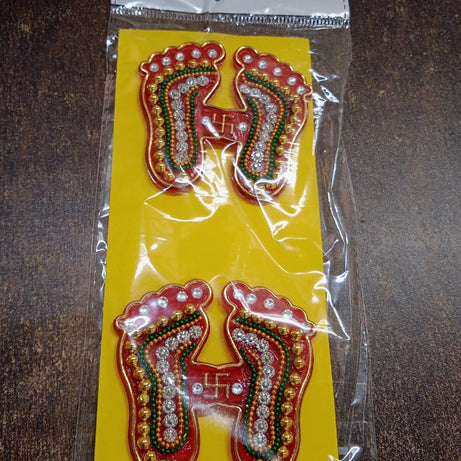 Decorative Laxmi Charan Paduka Sticker Set (Pack of 2 Pc)