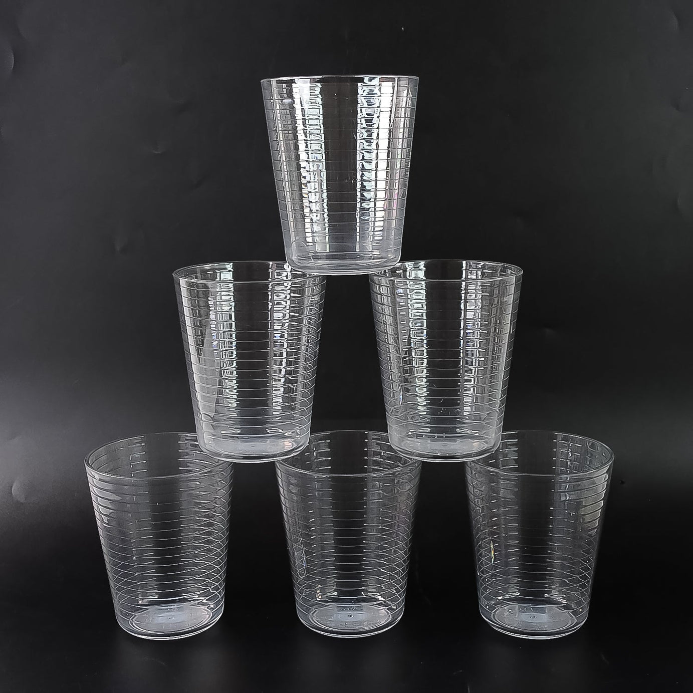 Apex Pyramid Design Unbreakable Plastic Glass – 300 ML