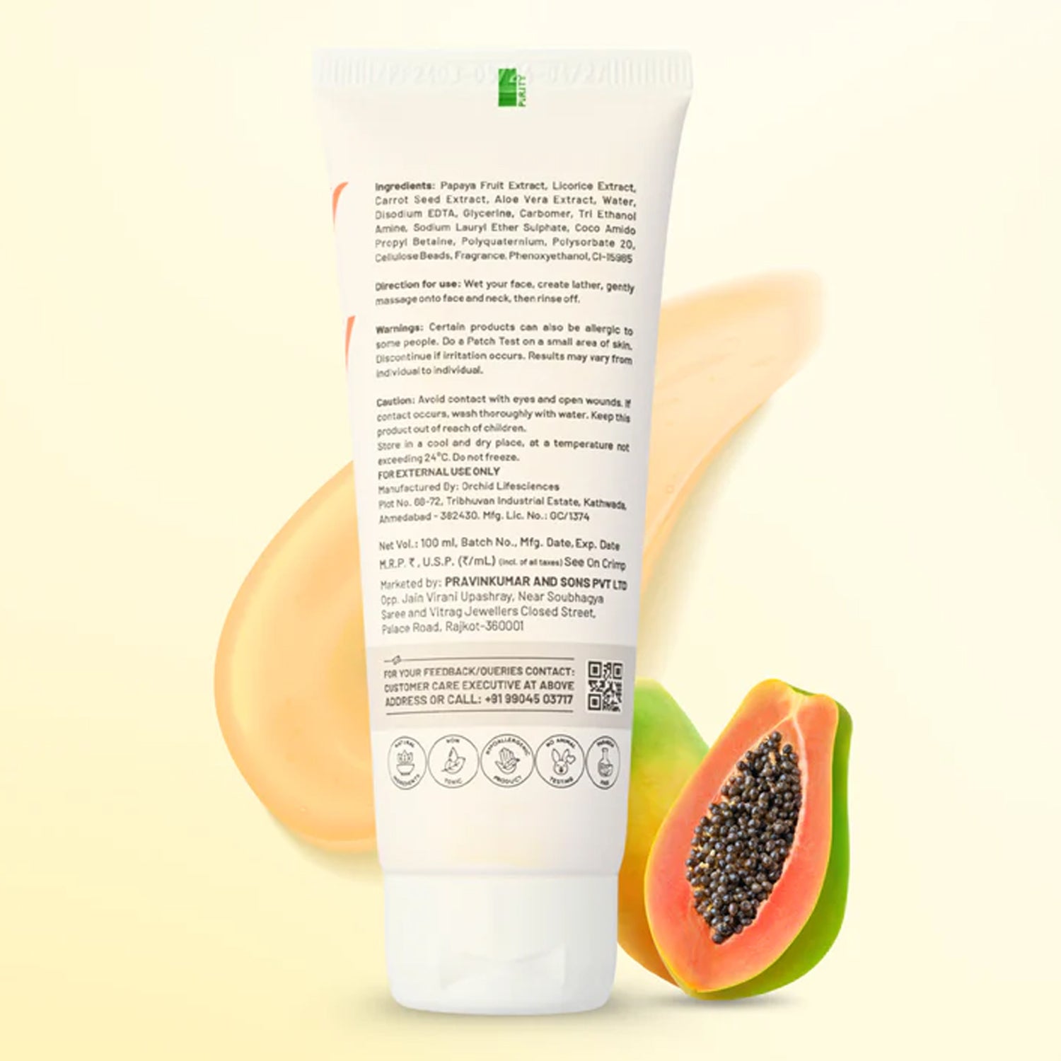 Zequz Papaya Face Wash - (100ml / 1 Pc)