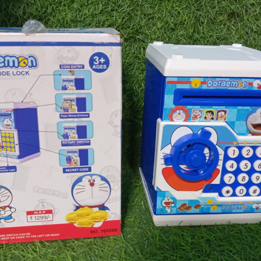 Fun cartoon piggy bank with password protection