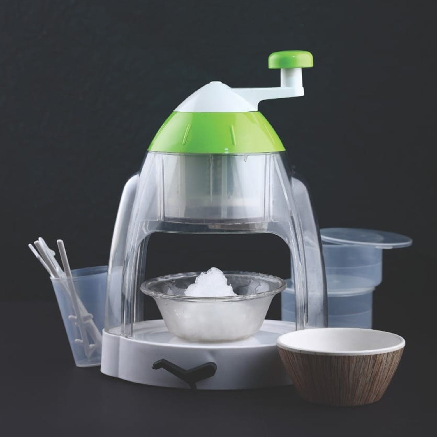 Manual Ice Crusher & Snow Cone Maker with Hand Crank