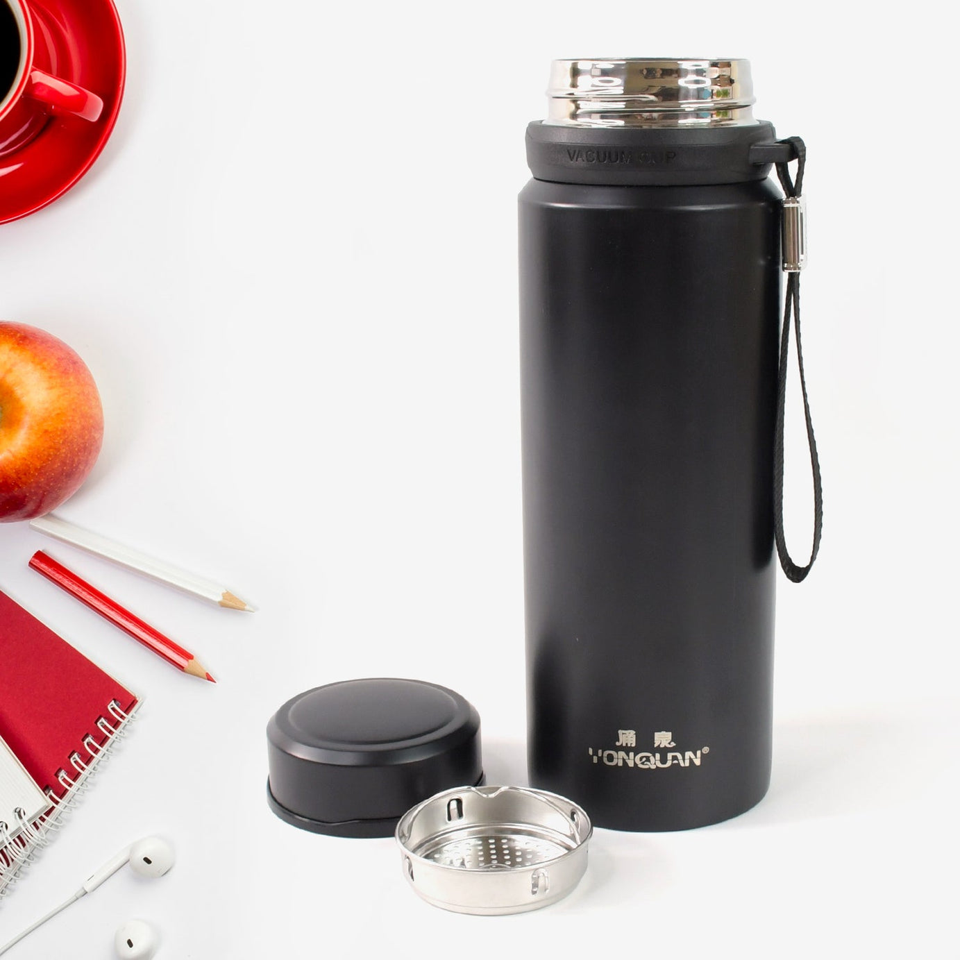 SUS 304 Stainless Steel Vacuum Insulated Bottle – 800ml | Hot & Cold Flask | Leak-Proof | Matte Black
