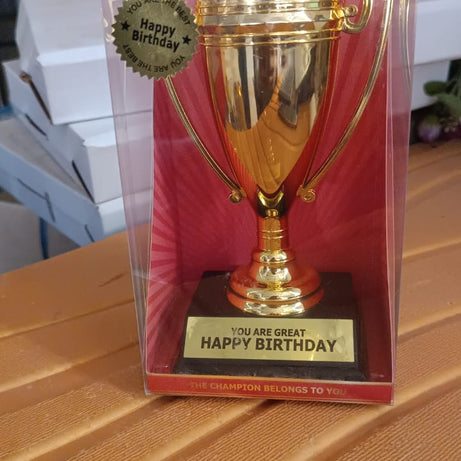 Golden Birthday Trophy – “You Are Great Happy Birthday” Plastic Award with Base