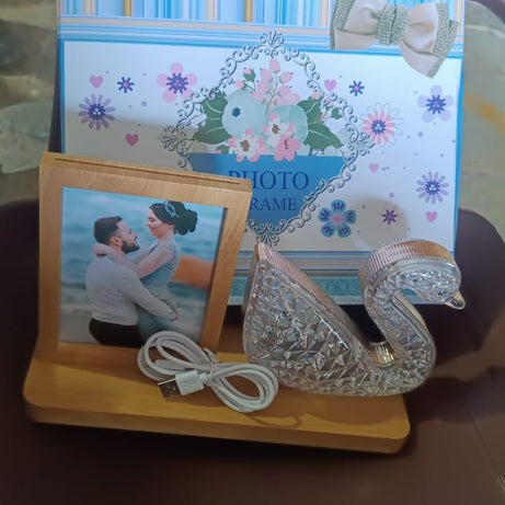Duck Shape Cystal Led Lamp & Photo Frame Night Lamp | Wedding Gift | love couple