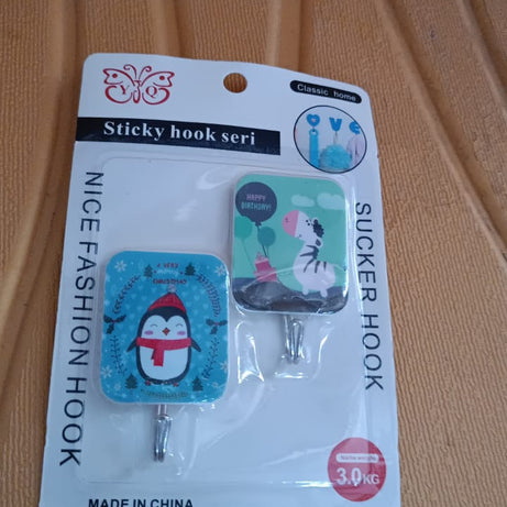 Multipurpose Strong Cartoon Hook Self-Adhesive hooks (2 Pc Set)