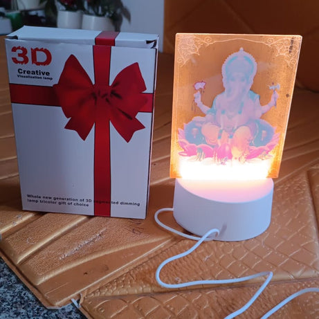Beautiful 3D Lord Ganesh Frame with soft white light (1 Pc)