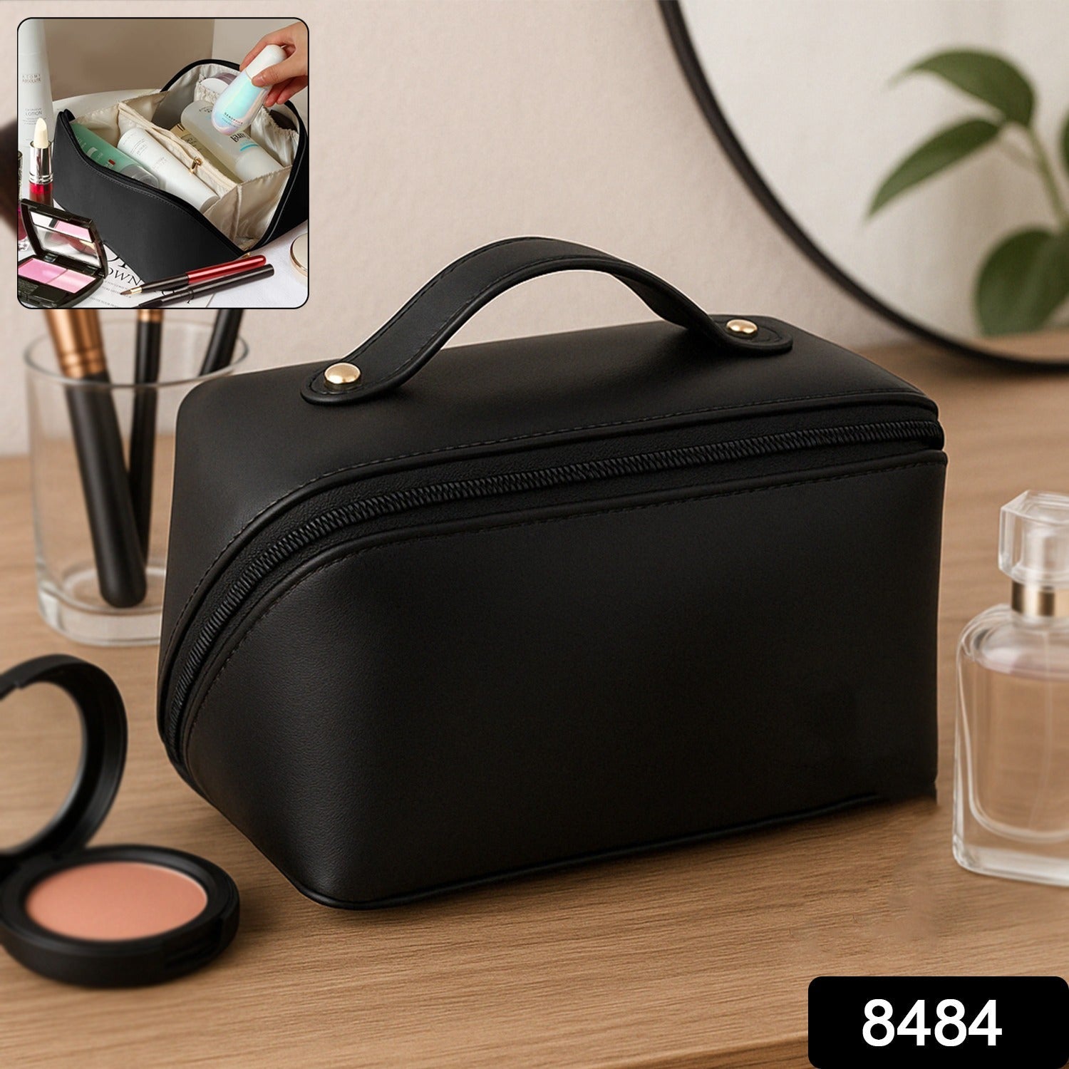 Premium Travel Makeup & Toiletry Organizer Pouch with Zipper & Handle(1 Pc)