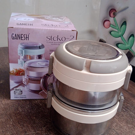 Ganesh Steko-2 Double Layer Stainless Steel Insulated Lunch Box Set