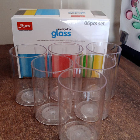Apex Everyday Plastic Glass Set – 6 Pieces Lightweight & Unbreakable