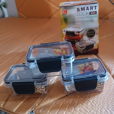 Kitchen Storage Container with Air Seal Lock Lid (3 Piece Set / 250 ML)