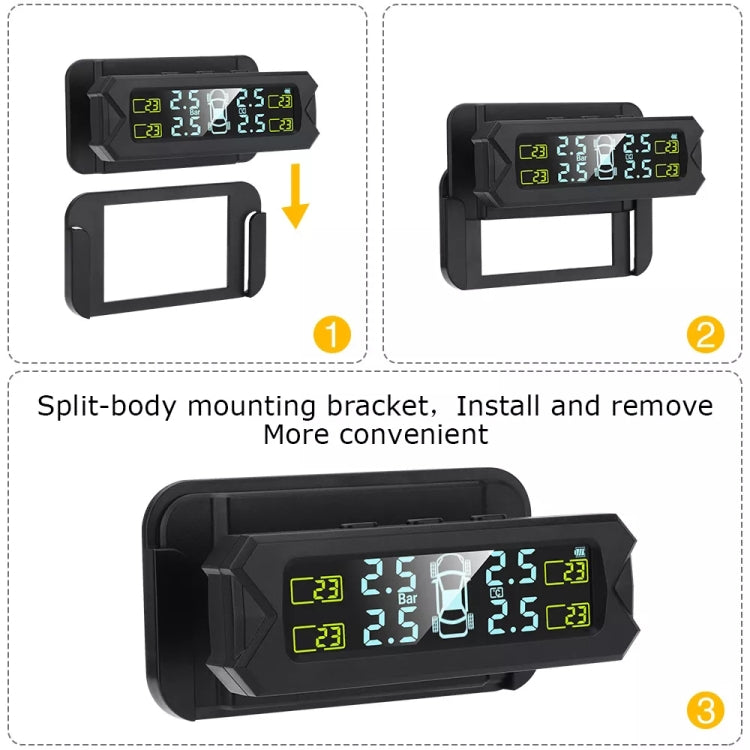 Car High Precision Solar Charging Tire Pressure Monitoring System TPMS, Built-in Beep Sensor, Built-in Beep Sensor