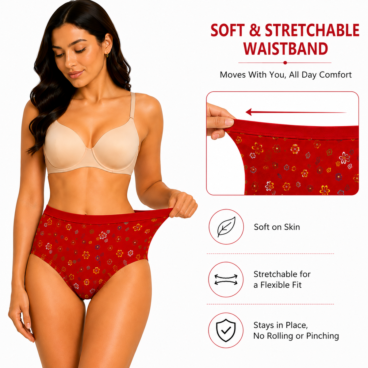 Women’s 100% Cotton Printed Panties Combo of 4 | Soft, Breathable & Comfortable Daily Wear Underwear