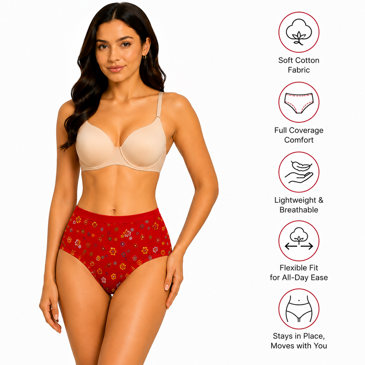 Women’s 100% Cotton Printed Panties Combo of 4 | Soft, Breathable & Comfortable Daily Wear Underwear