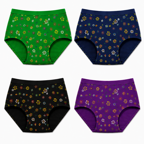 Women’s 100% Cotton Printed Panties Combo of 4 | Soft, Breathable & Comfortable Daily Wear Underwear