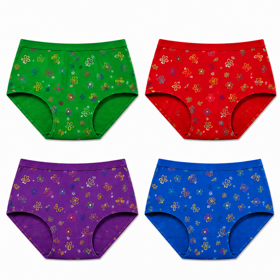 Women’s 100% Cotton Printed Panties Combo of 4 | Soft, Breathable & Comfortable Daily Wear Underwear