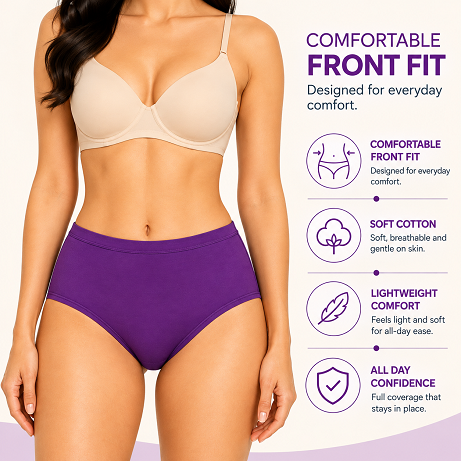 Women’s 100% Combed Cotton Panties Pack of 6 | Plain Full Coverage Briefs | Soft, Breathable & Comfortable | Stretchable Waistband | Women Innerwear | Cotton Panties for Women