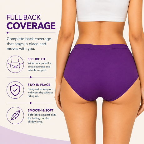 Women’s 100% Combed Cotton Panties Pack of 6 | Plain Full Coverage Briefs | Soft, Breathable & Comfortable | Stretchable Waistband | Women Innerwear | Cotton Panties for Women