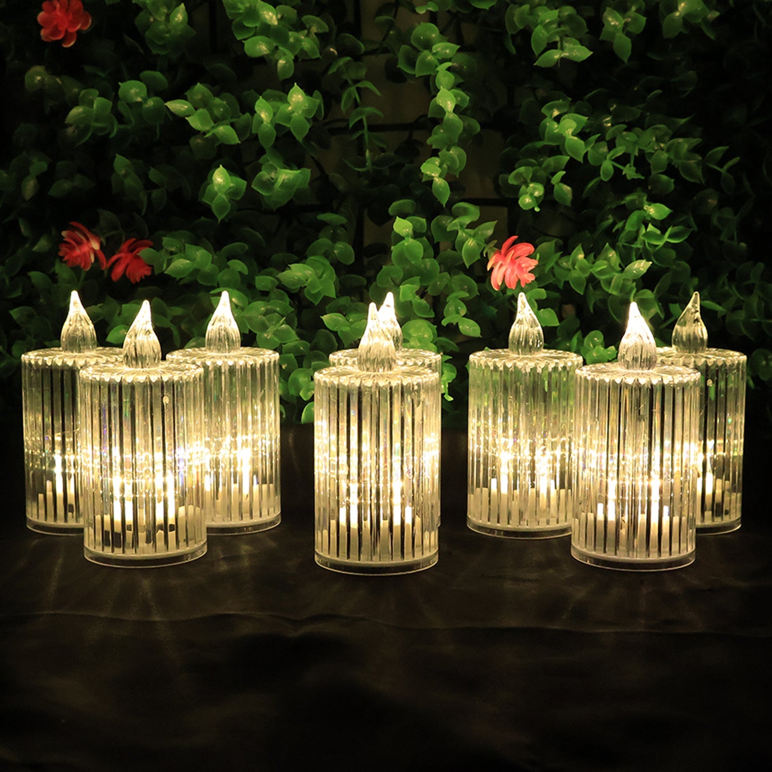Premium Crystal Effect LED Flameless Candle Lights (8 Pc)