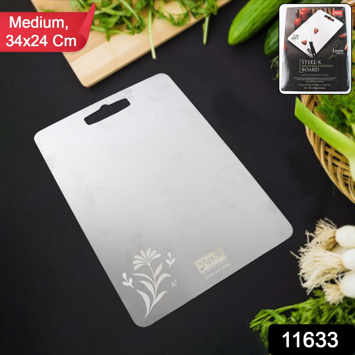 Apex Steel-X Stainless Steel Medium Chopping Board