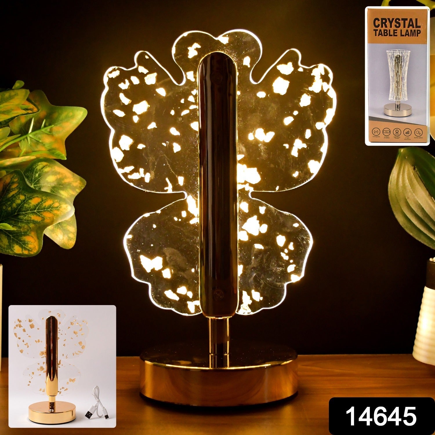 Luxury Golden Crystal LED Table Lamp (1 Pc)