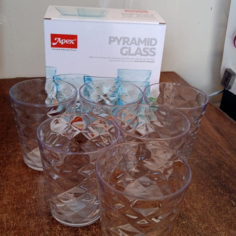 Apex Pyramid Ringo Plastic Glass – 300ml Approx | Durable, Crystal-Clear Tumbler