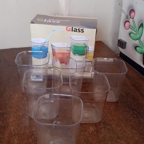 6pc Transparent Diamond Medium Serving Glass Set, Glass Set for Water, Juice etc