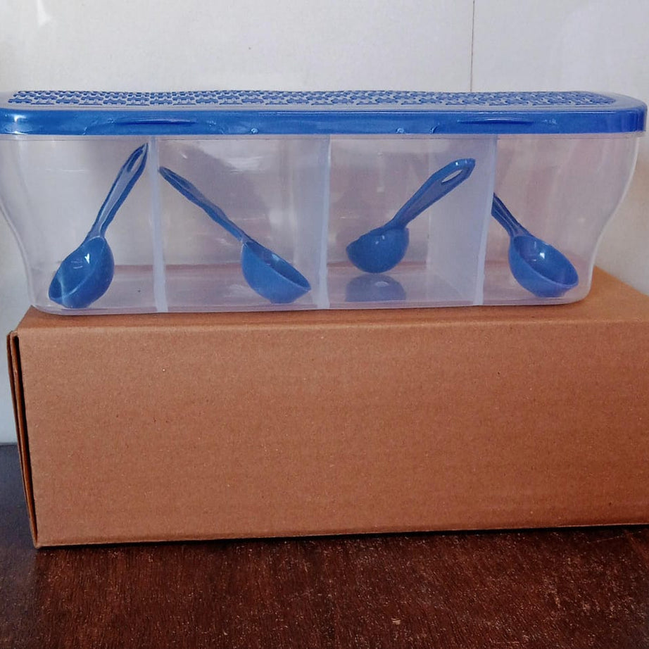 Kitchen Multipurpose Air-tight 4 Sections Storage Containers / Masala Box (1 Set)