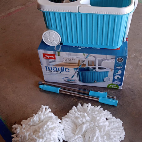 Apex Magic 360° Spin Mop Cleaning System with Stainless Steel Spinner