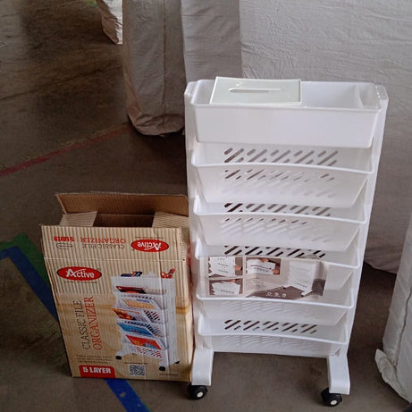 Movable Bookshelf, Large Capacity Rotatable Plastic Rolling Organization Shelf / Rack