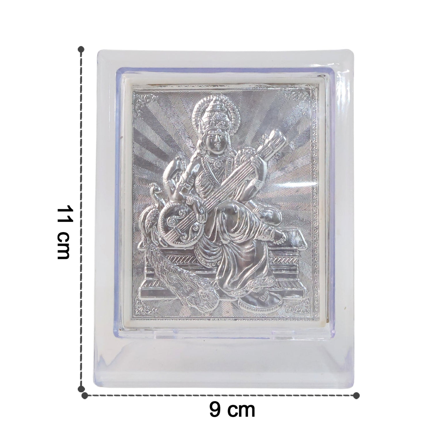 Elegant Silver Saraswati Maa Photo Frame with Stand (1 Pc)