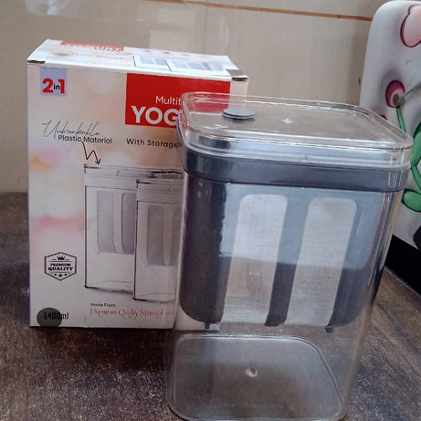 2 in 1 Yogurt Strainer with Storage Box – 1400ml (Plastic + Steel)