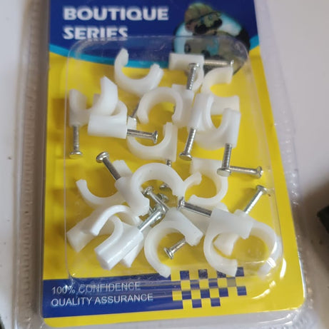 Wire Wall Clips, Plastic Cable Clips Round Wire Pins with Steel Nail (20 Pcs Set)