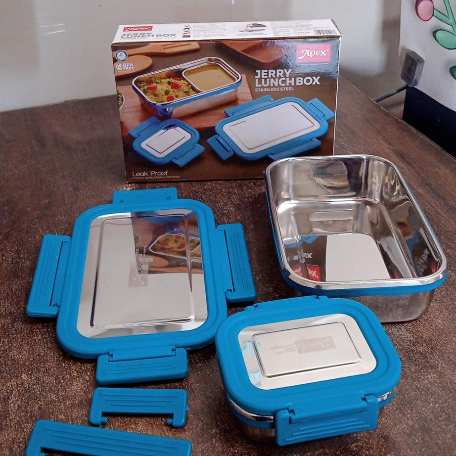 Apex Jerry Lunch Box Premium Stainless Steel Food Container (2 Pc / 700+200 ML Approx)