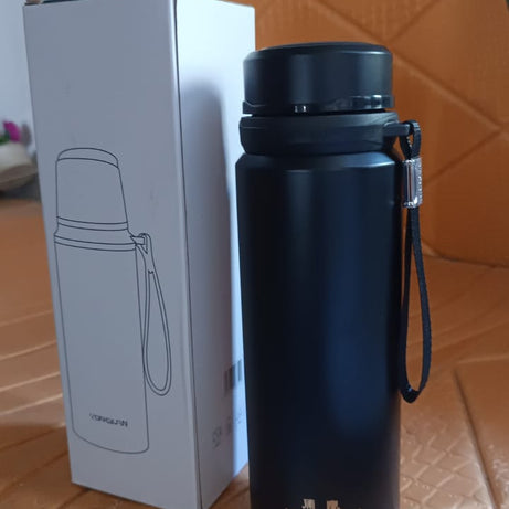 SUS 304 Stainless Steel Vacuum Insulated Bottle – 800ml | Hot & Cold Flask | Leak-Proof | Matte Black