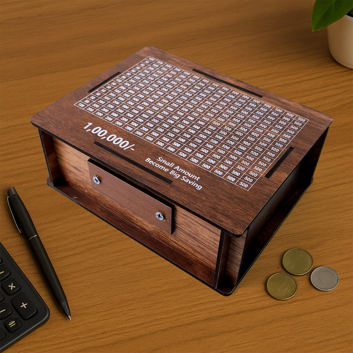 Wooden Money / Piggy Bank, Money Box (1 Pc / Pen Not Included)